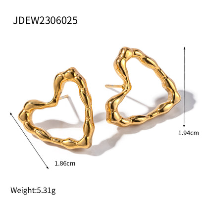 1 Pair Commute Heart Shape Plating Stainless Steel 18k Gold Plated Ear Studs