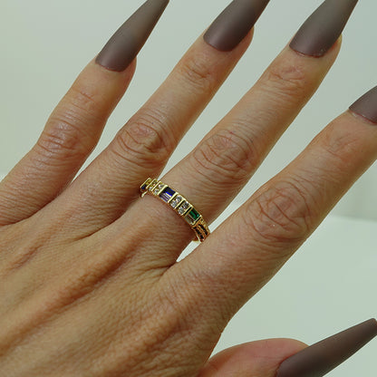 Casual Elegant Geometric Copper Inlay Zircon Open Rings