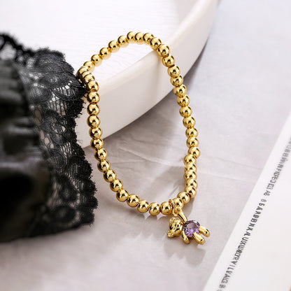 Casual Cute Simple Style Bear Copper Plating Inlay Zircon 18k Gold Plated Bracelets