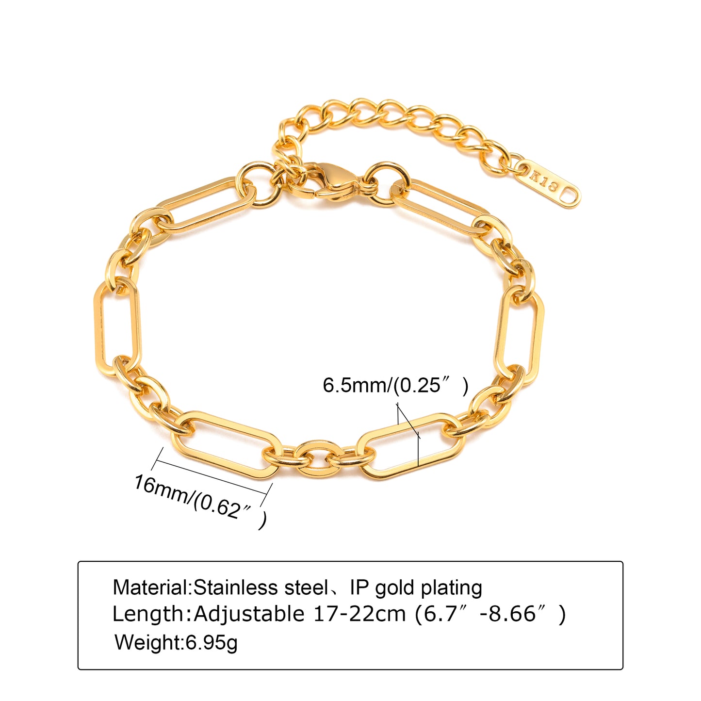 Ig Style Solid Color Stainless Steel Plating 18k Gold Plated Bracelets