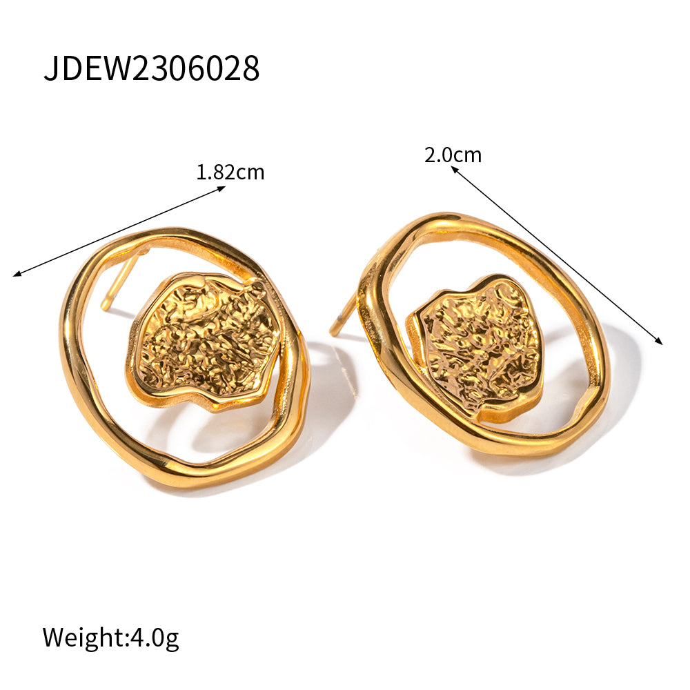 1 Pair Retro Korean Style Geometric Plating Stainless Steel 18k Gold Plated Ear Studs