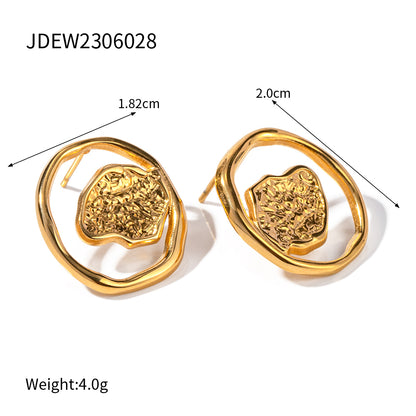 1 Pair Retro Korean Style Geometric Plating Stainless Steel 18k Gold Plated Ear Studs