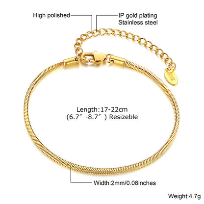 Ig Style Classic Style Solid Color Stainless Steel Plating 18k Gold Plated Bracelets