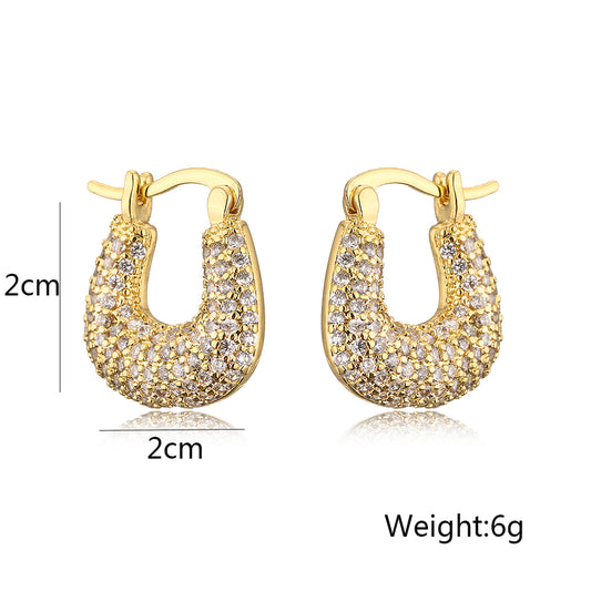 1 Pair Simple Style Commute Geometric Plating Inlay Copper Zircon 18k Gold Plated Earrings