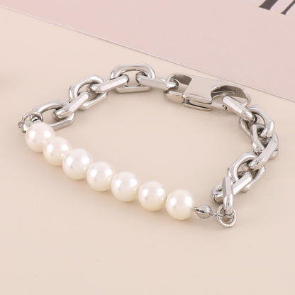 Simple Style Classic Style Geometric Stainless Steel Freshwater Pearl Bracelets In Bulk