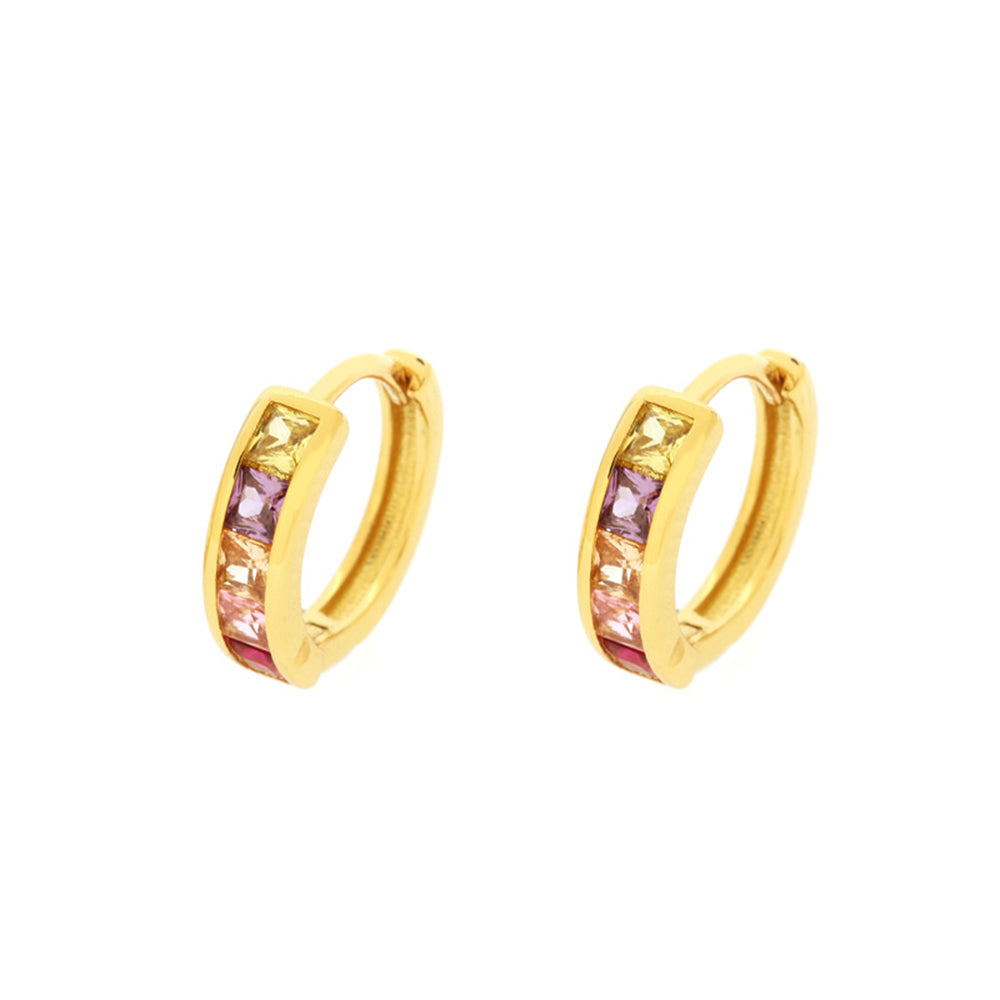 1 Pair Elegant Simple Style Shiny Circle Square Plating Inlay Copper Zircon 18k Gold Plated Earrings