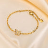 Simple Style Heart Shape Stainless Steel Gold Plated Zircon Bracelets In Bulk