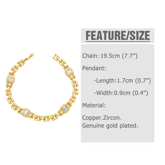 Elegant Simple Style Streetwear Geometric Copper Plating Inlay Zircon 18k Gold Plated Bracelets