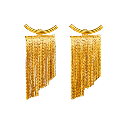 1 Pair Elegant Exaggerated Shiny Tassel Plating Alloy Silver Plated Drop Earrings