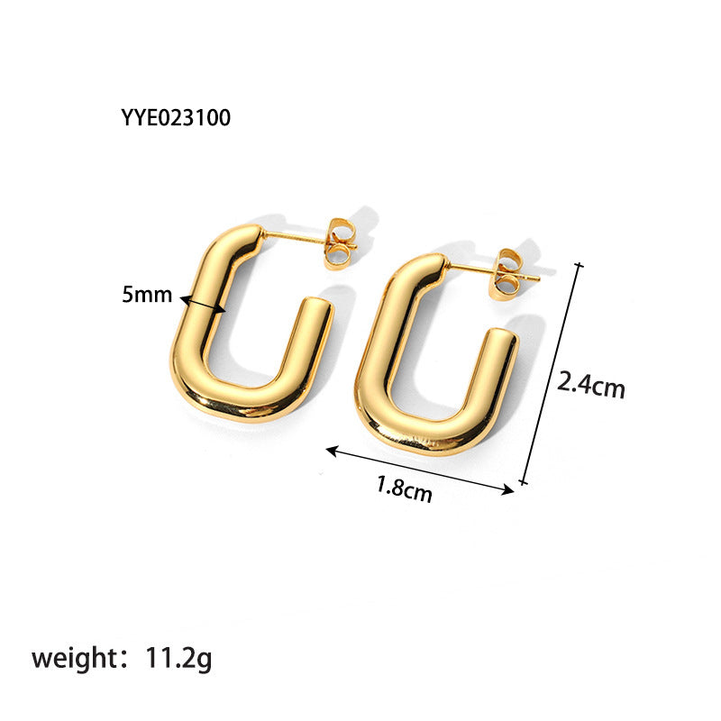 1 Pair Simple Style Solid Color Plating Stainless Steel 18k Gold Plated Earrings