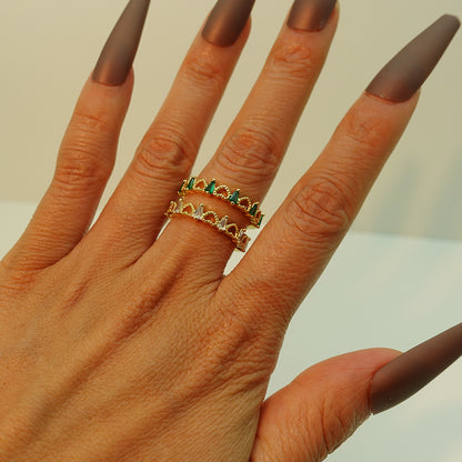 Elegant Simple Style Geometric Copper Zircon Open Rings In Bulk