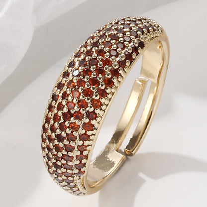 Elegant Lady Geometric Copper Inlay Zircon Open Rings