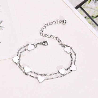 Fashion Geometric Heart Shape Titanium Steel Plating Bracelets 1 Piece