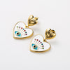 1 Pair Retro Devil's Eye Heart Shape Enamel Inlay Stainless Steel Rhinestones Earrings