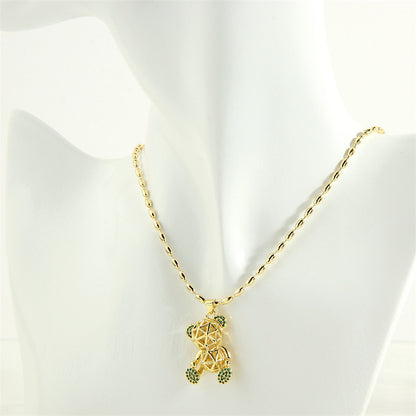 Simple Style Streetwear Little Bear Copper 18k Gold Plated Zircon Pendant Necklace In Bulk