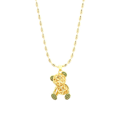 Simple Style Streetwear Little Bear Copper 18k Gold Plated Zircon Pendant Necklace In Bulk