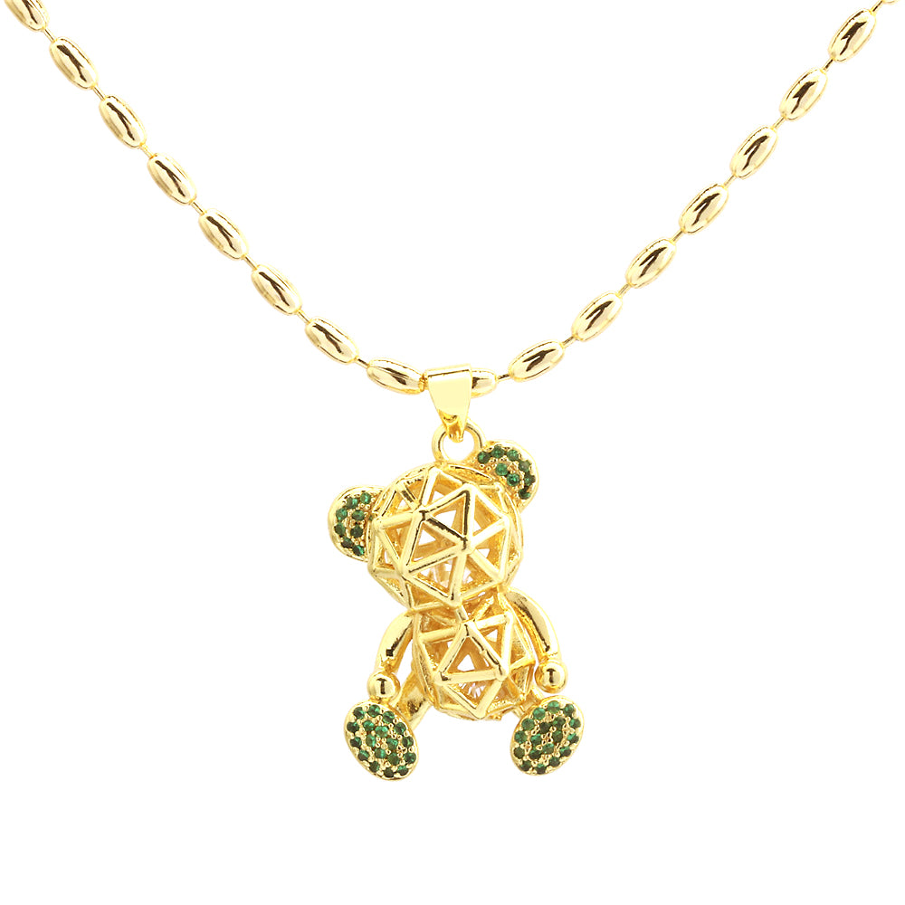 Simple Style Streetwear Little Bear Copper 18k Gold Plated Zircon Pendant Necklace In Bulk