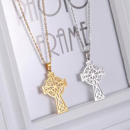 Hip-hop Punk Cross Stainless Steel Gold Plated Silver Plated Pendant Necklace