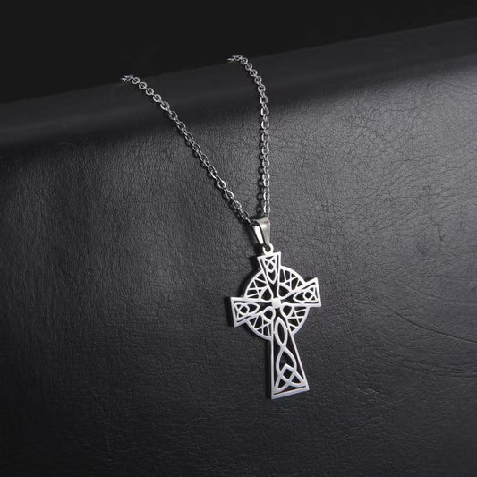 Hip-hop Punk Cross Stainless Steel Gold Plated Silver Plated Pendant Necklace