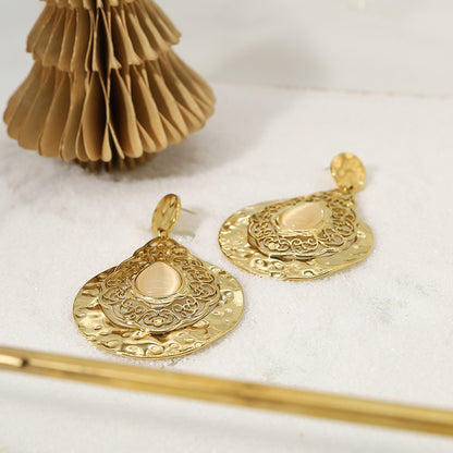 1 Pair Ig Style Baroque Style Water Droplets Plating Stainless Steel 18k Gold Plated Drop Earrings