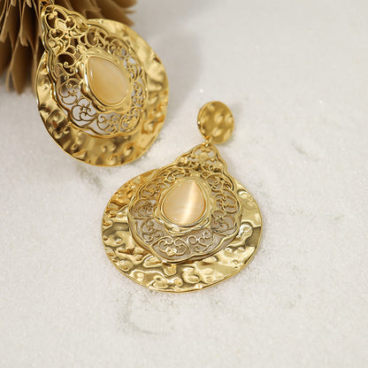 1 Pair Ig Style Baroque Style Water Droplets Plating Stainless Steel 18k Gold Plated Drop Earrings