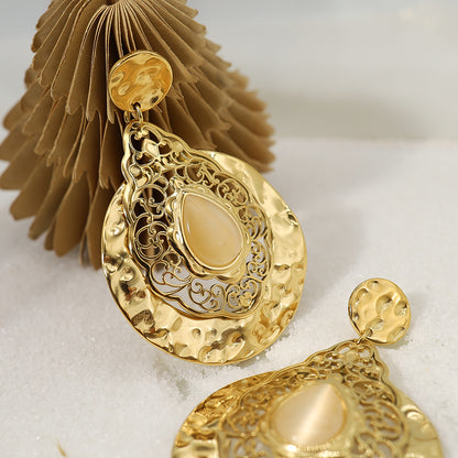 1 Pair Ig Style Baroque Style Water Droplets Plating Stainless Steel 18k Gold Plated Drop Earrings