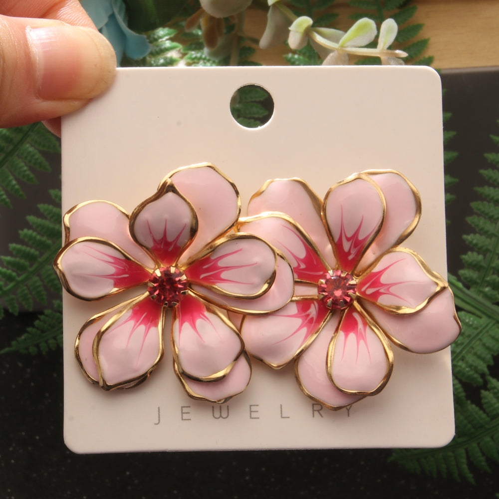 1 Pair Elegant Artistic Flower Enamel Inlay Alloy Rhinestones Ear Studs