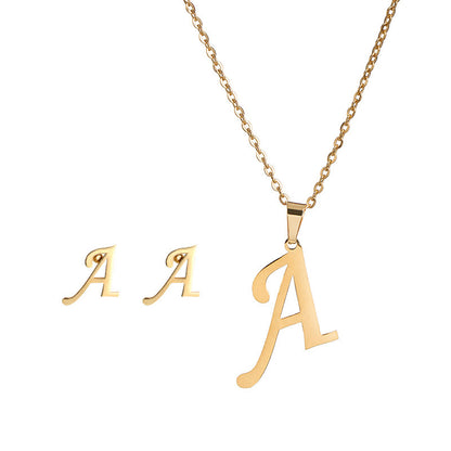 Classic Style Letter Stainless Steel Alloy Plating Earrings Necklace