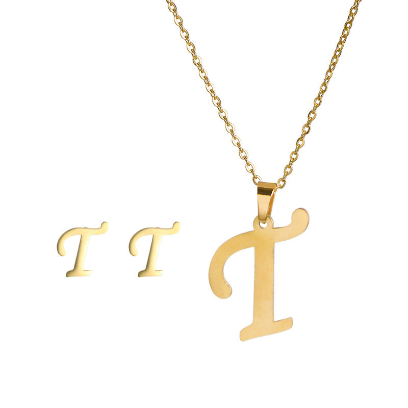 Classic Style Letter Stainless Steel Alloy Plating Earrings Necklace