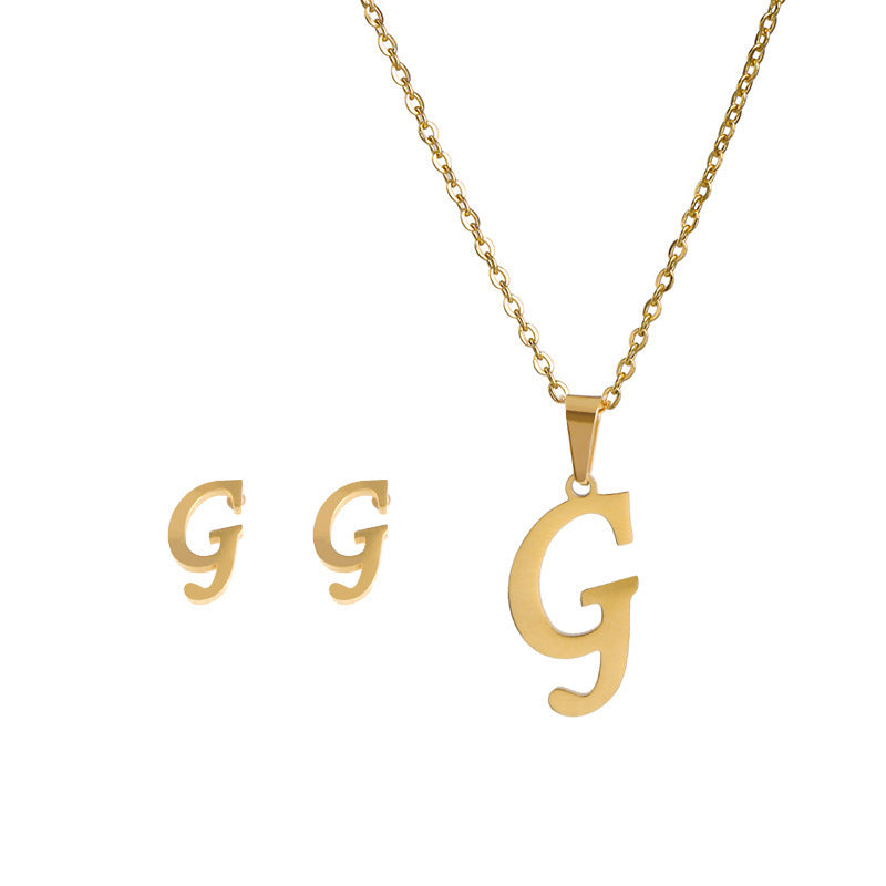 Classic Style Letter Stainless Steel Alloy Plating Earrings Necklace