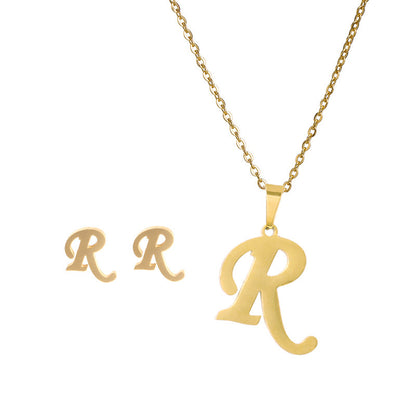 Classic Style Letter Stainless Steel Alloy Plating Earrings Necklace