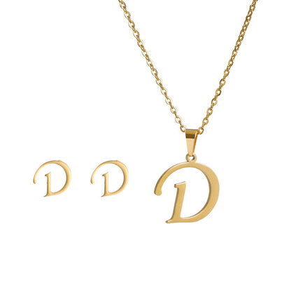 Classic Style Letter Stainless Steel Alloy Plating Earrings Necklace