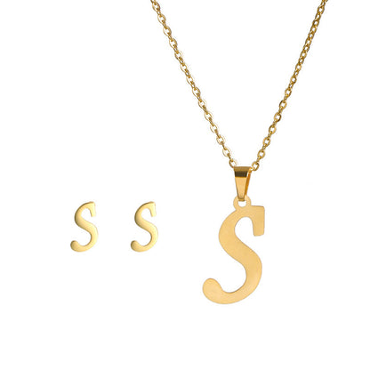 Classic Style Letter Stainless Steel Alloy Plating Earrings Necklace