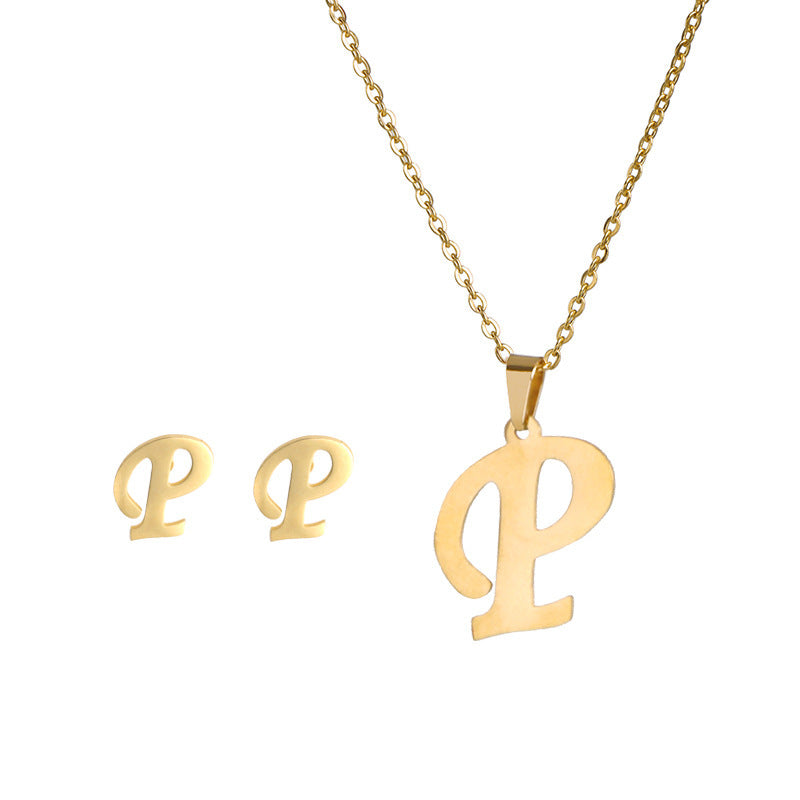 Classic Style Letter Stainless Steel Alloy Plating Earrings Necklace