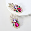 Elegant Luxurious Lady Leaf Alloy Inlay Artificial Gemstones Women's Earrings