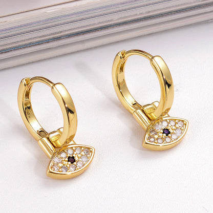 1 Pair Streetwear Cross Devil's Eye Plating Inlay Copper Zircon Drop Earrings