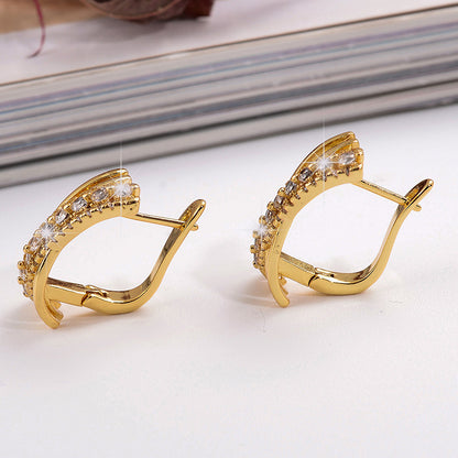 1 Pair Shiny Rhombus Plating Inlay Copper Zircon Hoop Earrings