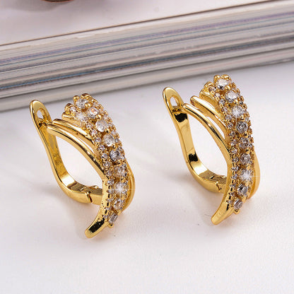 1 Pair Shiny Rhombus Plating Inlay Copper Zircon Hoop Earrings