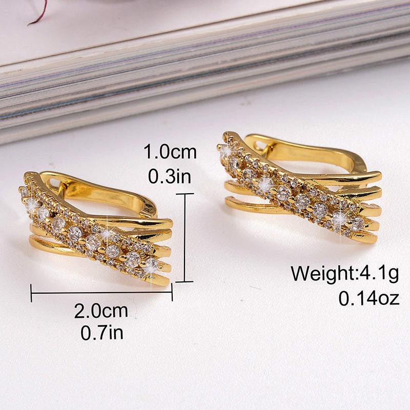 1 Pair Shiny Rhombus Plating Inlay Copper Zircon Hoop Earrings