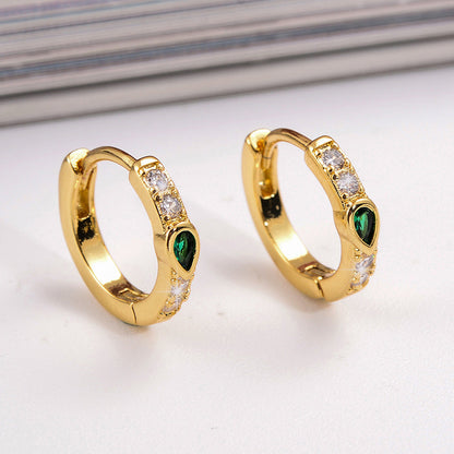 1 Pair Simple Style Water Droplets Plating Inlay Copper Zircon 18k Gold Plated Earrings