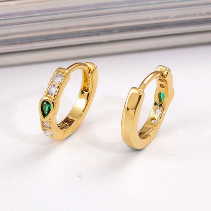 1 Pair Simple Style Water Droplets Plating Inlay Copper Zircon 18k Gold Plated Earrings