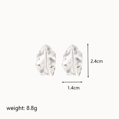 1 Pair Lady Simple Style Leaf Plating Copper 18k Gold Plated Ear Studs