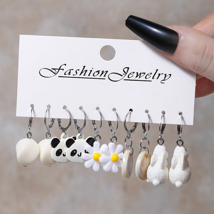 1 Set Cute Geometric Flower Plating Resin Drop Earrings Earrings