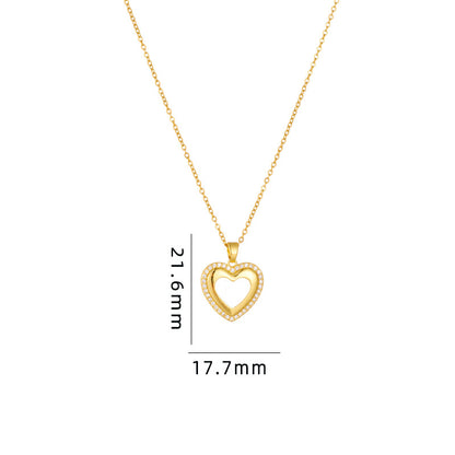 Simple Style Cartoon Character Heart Shape Bow Knot Copper Inlay Zircon Pendant Necklace