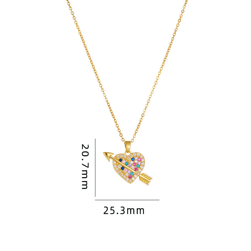 Simple Style Cartoon Character Heart Shape Bow Knot Copper Inlay Zircon Pendant Necklace