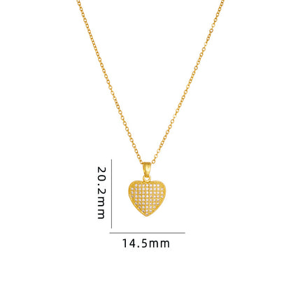 Simple Style Cartoon Character Heart Shape Bow Knot Copper Inlay Zircon Pendant Necklace