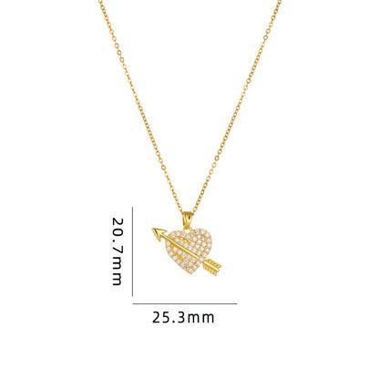 Simple Style Cartoon Character Heart Shape Bow Knot Copper Inlay Zircon Pendant Necklace