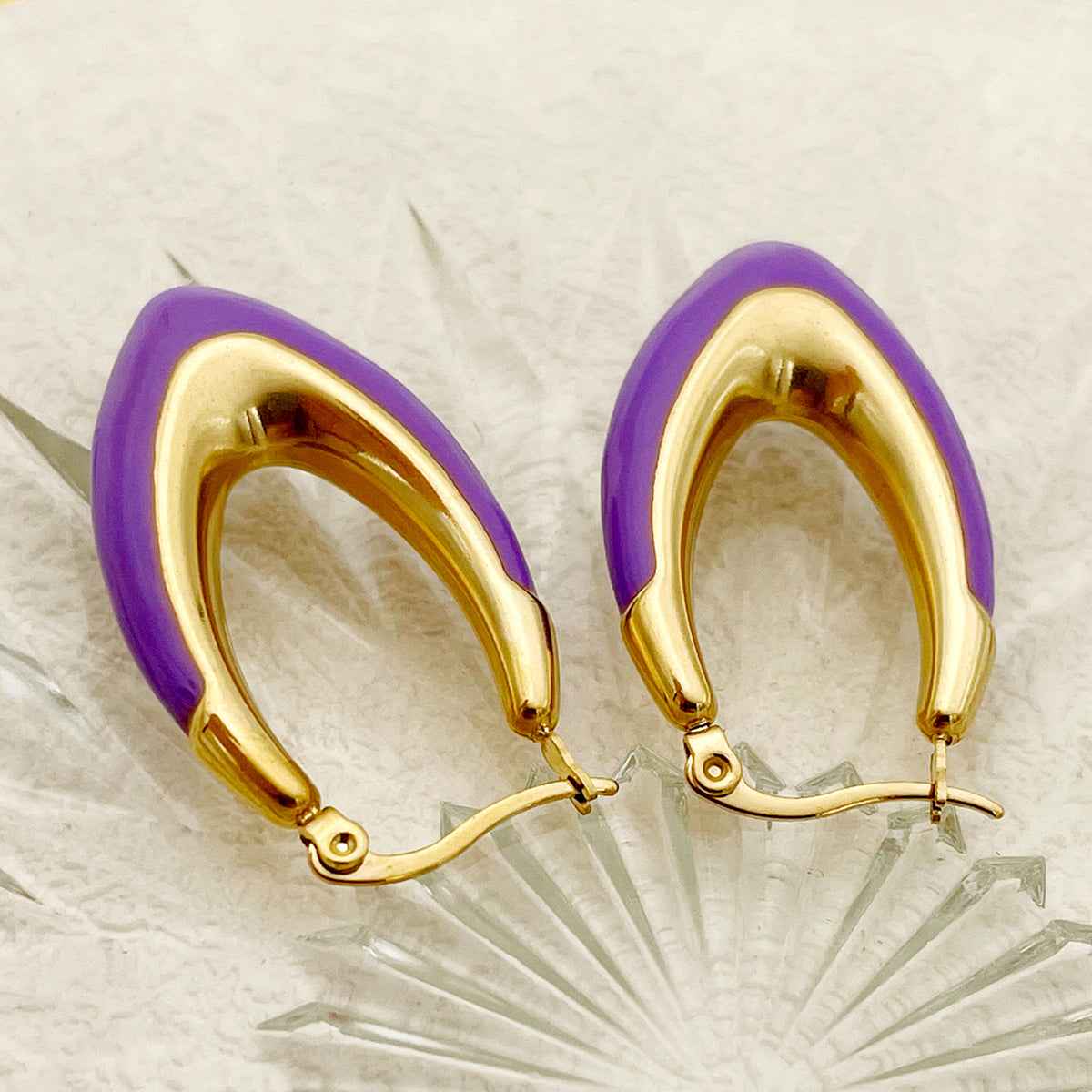 1 Pair Lady Streetwear U Shape Polishing Enamel Plating Stainless Steel Gold Plated Earrings