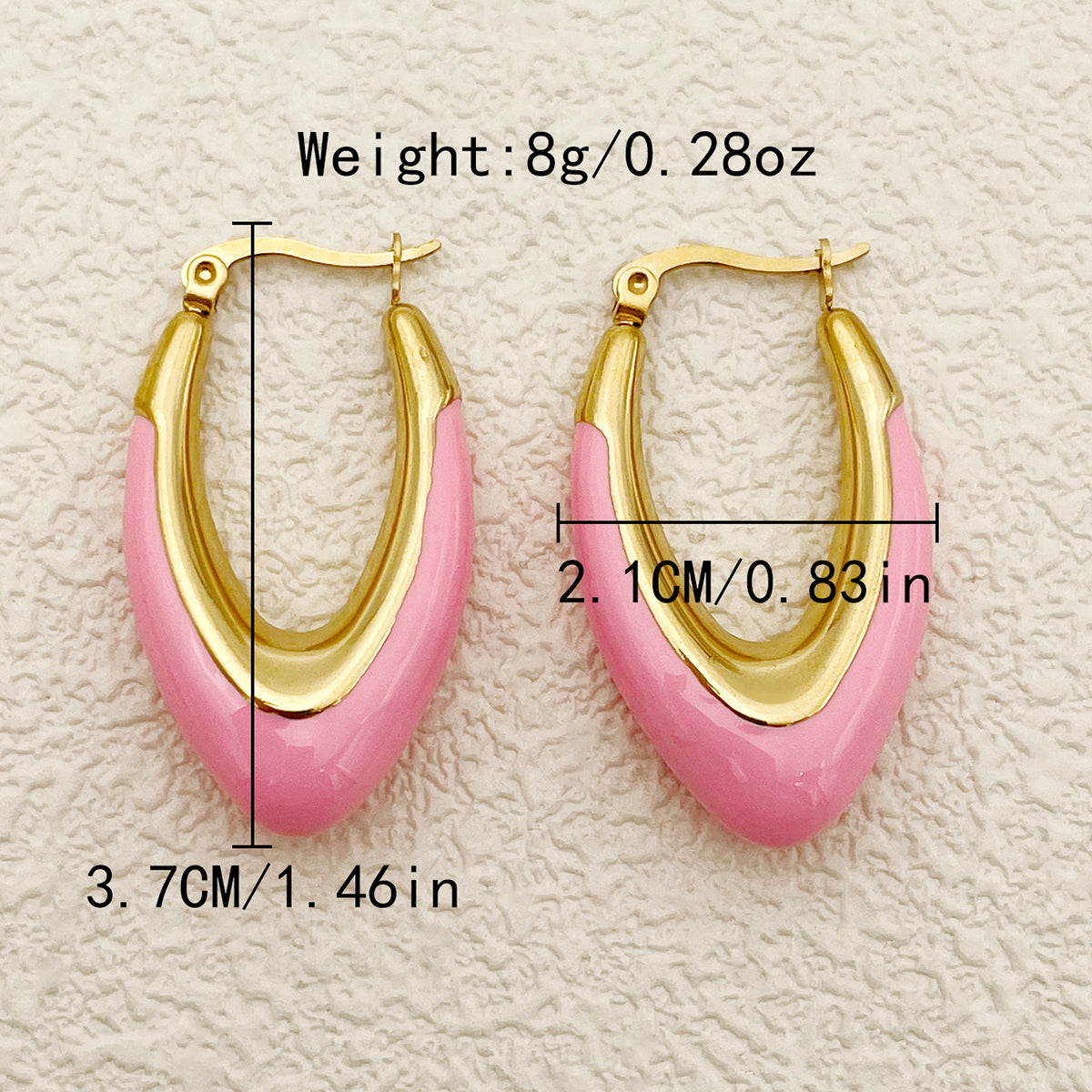 1 Pair Lady Streetwear U Shape Polishing Enamel Plating Stainless Steel Gold Plated Earrings