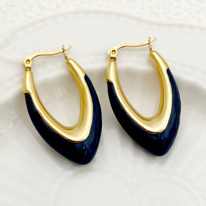 1 Pair Lady Streetwear U Shape Polishing Enamel Plating Stainless Steel Gold Plated Earrings